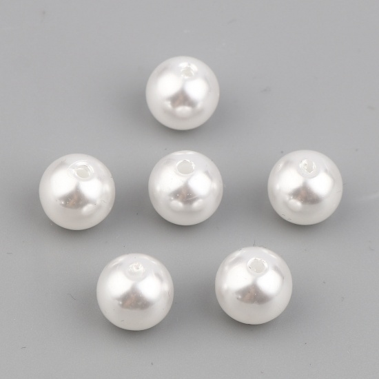 Bild von Acryl Perlen Rund Weiß Imitat Perle ca. 4mm D., Loch:ca. 0.9mm, 1000 Stück