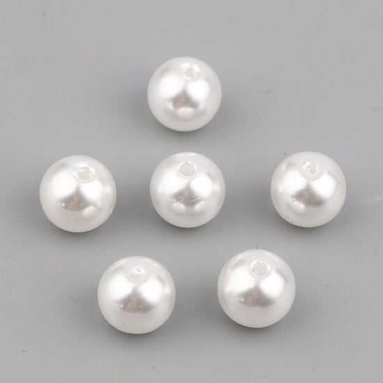 Bild von Acryl Perlen Rund Weiß Imitat Perle ca. 6mm D., Loch:ca. 1.1mm, 1000 Stück