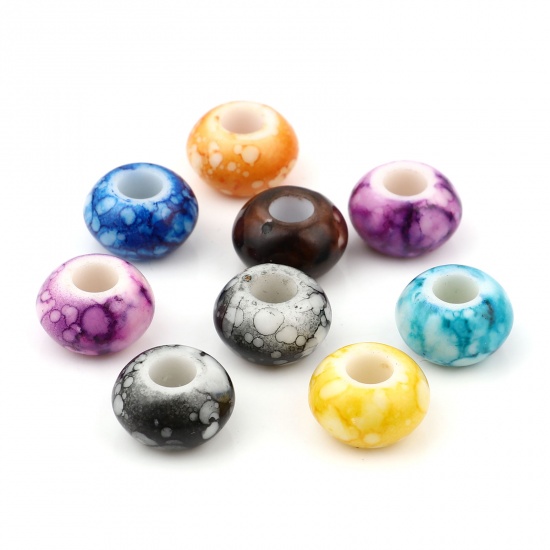 Picture of Acrylic Beads Round At Random Color About 15mm Dia., Hole: Approx 5.9mm, 100 PCs