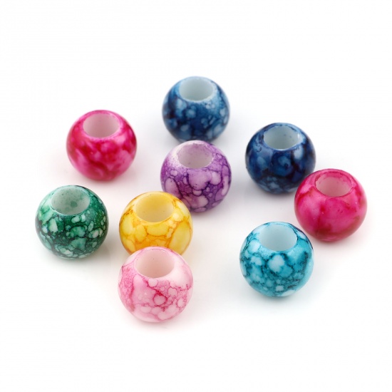 Picture of Acrylic Beads Round At Random Color About 14mm Dia., Hole: Approx 6.9mm, 100 PCs