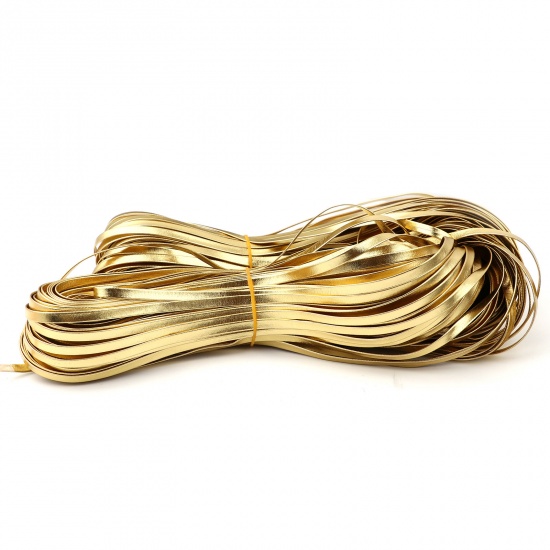 Picture of PU Leather Jewelry Cord Rope Golden 5mm, 10 M