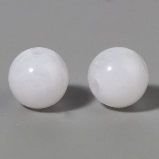 Immagine di Acrilato Perline Tondo Bianco Circa 10mm Dia, Foro: Circa 2mm, 100 Pz