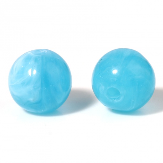 Immagine di Acrilato Perline Tondo Azzurro Circa 10mm Dia, Foro: Circa 2mm, 100 Pz