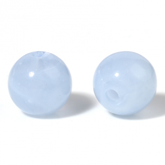 Immagine di Acrilato Perline Tondo Blu Chiaro Circa 10mm Dia, Foro: Circa 2mm, 100 Pz