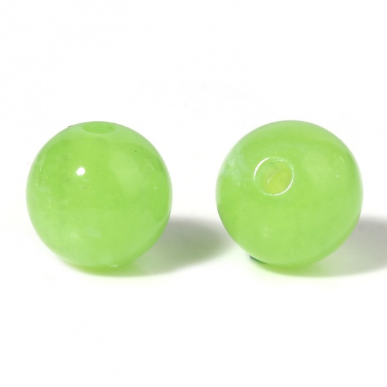 アクリルビーズ 円形 緑 約 10mm 直径、 穴：約 2mm、 100 個 の画像