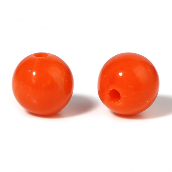 Immagine di Acrilato Perline Tondo Arancione Circa 10mm Dia, Foro: Circa 2mm, 100 Pz