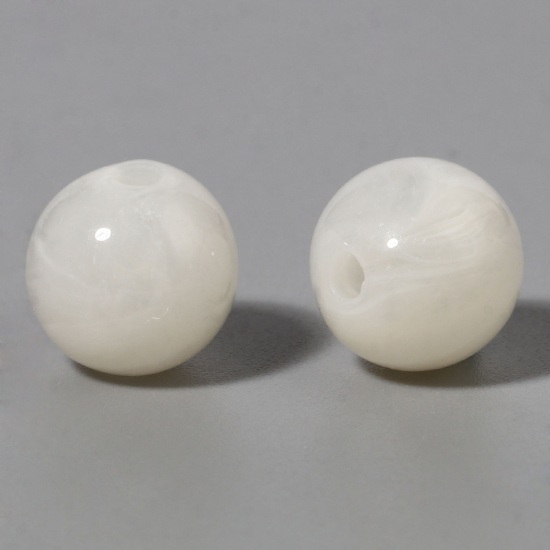 Immagine di Acrilato Perline Tondo Bianco Sporco Circa 10mm Dia, Foro: Circa 2mm, 100 Pz