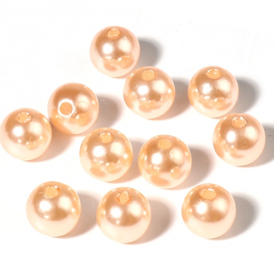 Imagen de Acrílico Cuentas Ronda , Naranja Imitación de perla 6mm Diámetro, Agujero: Aprox 1.7mm, 1000 Unidades