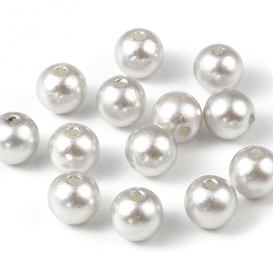 Imagen de Acrílico Cuentas Ronda , Gris Plata Imitación de perla 6mm Diámetro, Agujero: Aprox 1.7mm, 1000 Unidades