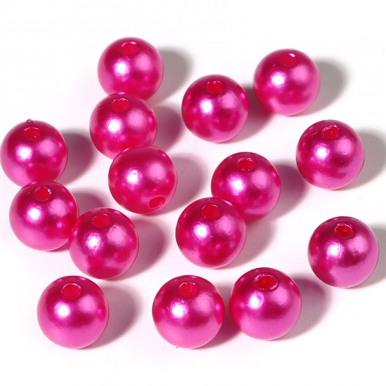 Imagen de Acrílico Cuentas Ronda , Rosa Intenso Imitación de perla 6mm Diámetro, Agujero: Aprox 1.7mm, 1000 Unidades