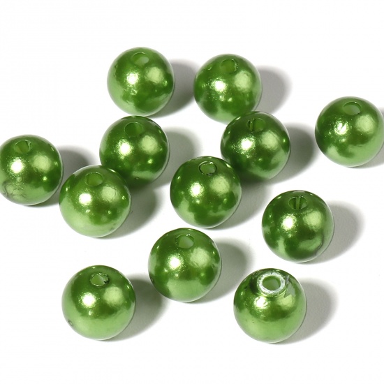 Imagen de Acrílico Cuentas Ronda , Verde Oscuro Imitación de perla 8mm Diámetro, Agujero: Aprox 1.8mm, 500 Unidades