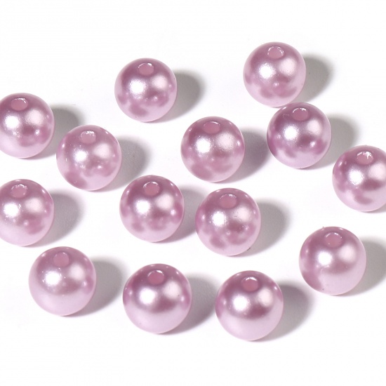 Imagen de Acrílico Cuentas Ronda , Púrpura Claro Imitación de perla 8mm Diámetro, Agujero: Aprox 1.8mm, 500 Unidades