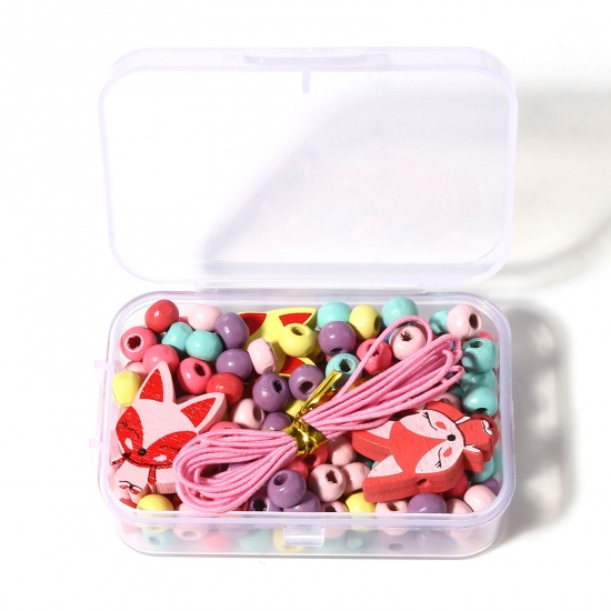 Picture of Wood Spacer Beads Fox Animal Multicolor About 6mm Dia., About 23mm x 18mm, Hole: Approx 2.3mm, 1 Set