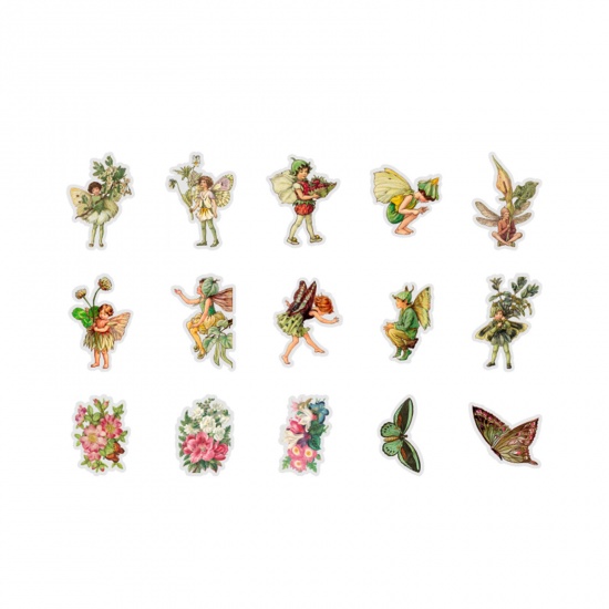Image de DIY Papier Autocollant Décoration en PET Multicolore Feuilles de Fleur 7.6cm x 5.5cm, 1 Boîte
