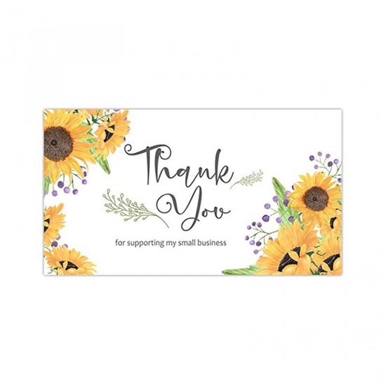 黄色-1＃ひまわりメッセージ「私の中小企業をサポートしてくれてありがとう」アートペーパーDIYカード装飾8.9x5.1cm、1パック の画像