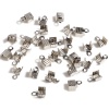 Picture of Zinc Based Alloy Jewelry End Crimp Caps Silver Tone Geometric Stripe 7mm x 5mm, 1 Packet ( 100 PCs/Packet)
