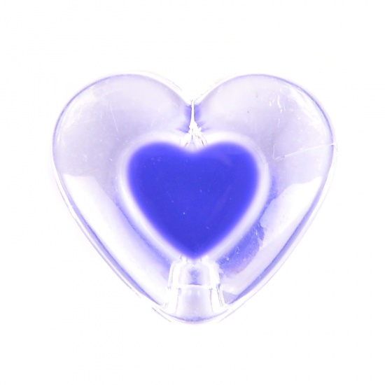 アクリル バレンタイン・デー ビーズ ハート サファイア・ブルー 透明 約 17mm x 15mm、 穴：約 2.4mm、 50 個 の画像
