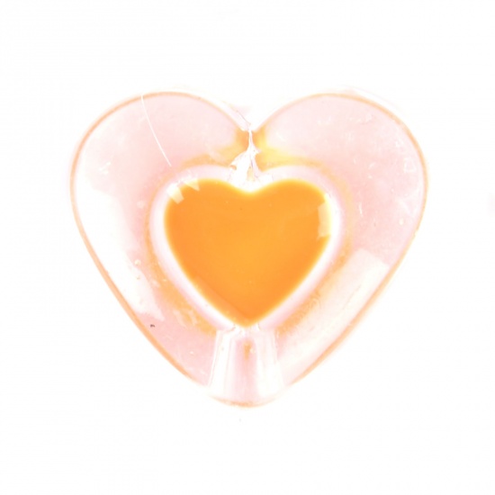 アクリル バレンタイン・デー ビーズ ハート オレンジ色 透明 約 17mm x 15mm、 穴：約 2.4mm、 50 個 の画像