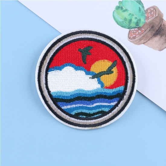 Picture of Polyester Iron On Patches Appliques (With Glue Back) Craft Multicolor Badge Bird 8.7cm Dia., 1 Piece