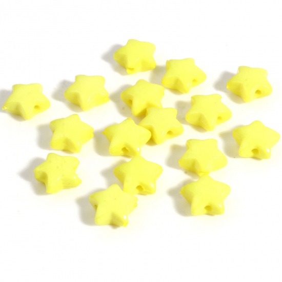 アクリル ビーズ 五芒星 黄色 約 12mm x 11mm、 穴：約 1.8mm、 500 個 の画像
