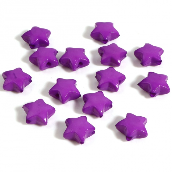 アクリル ビーズ 五芒星 深紫色 約 12mm x 11mm、 穴：約 1.8mm、 500 個 の画像