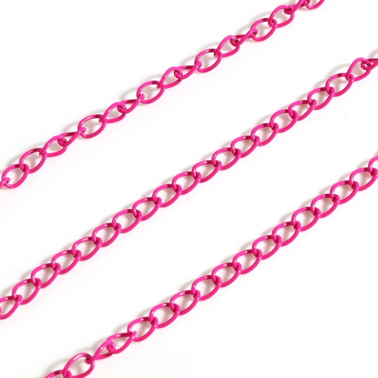 Bild von Eisenlegierung Spritzlackierung Panzerkette Kette Fuchsie 7x5mm, 5 Meter