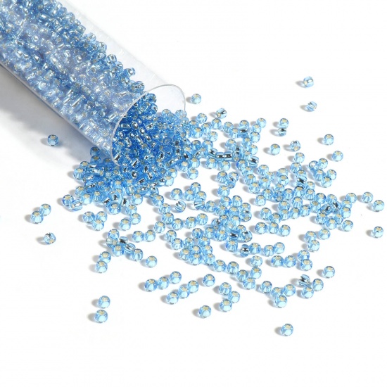Bild von Glas Rocailles Rocailles Perlen Rund Hellblau ca. 2mm D., Loch:ca. 0.6mm, 1 Flasche