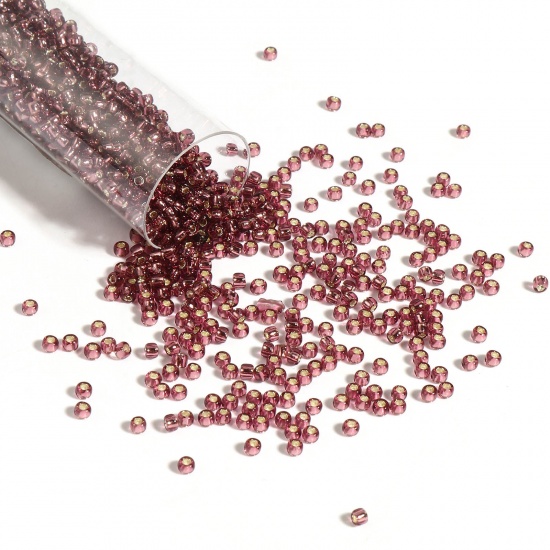 Bild von Glas Rocailles Rocailles Perlen Rund Dunkelviolett ca. 2mm D., Loch:ca. 0.6mm, 1 Flasche