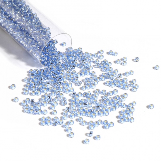Bild von Glas Rocailles Rocailles Perlen Rund Hellblau ca. 2mm D., Loch:ca. 0.6mm, 1 Flasche