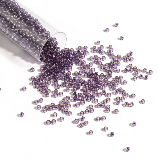 Bild von Glas Rocailles Rocailles Perlen Rund Lila ca. 2mm D., Loch:ca. 0.6mm, 1 Flasche