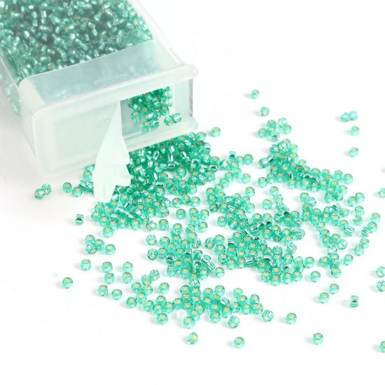 ガラス シード シードビーズ 円形 緑 約 1.5mm 直径、 穴:約 0.6mm、 1 本 の画像