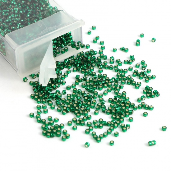 ガラス シード シードビーズ 円形 濃緑 約 1.5mm 直径、 穴:約 0.6mm、 1 本 の画像