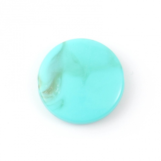Immagine di Acrilato Perline Tondo Piatto Verde Blu Turchese Imitato Circa 21mm Dia, Foro: Circa 2mm, 50 Pz