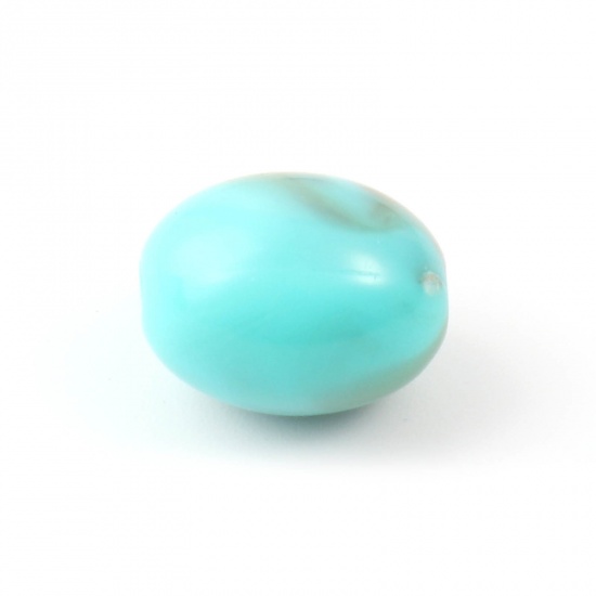 Immagine di Acrilato Perline Ovale Verde Blu Turchese Imitato Circa 14mm x 11mm, Foro: Circa 2.5mm, 100 Pz