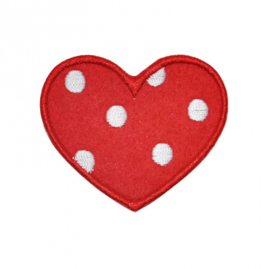 Picture of Fabric Iron On Patches Appliques (With Glue Back) Craft Red Heart Dot 5.3cm x 4.5cm, 5 PCs
