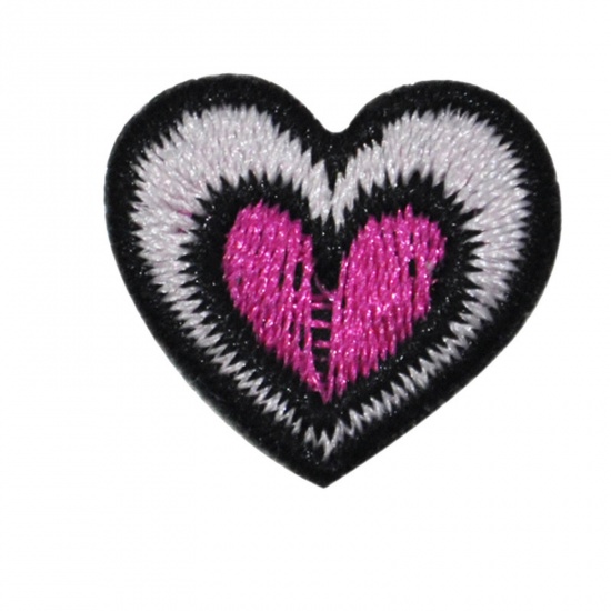 Picture of Fabric Iron On Patches Appliques (With Glue Back) Craft Multicolor Heart 18mm x 15mm, 5 PCs