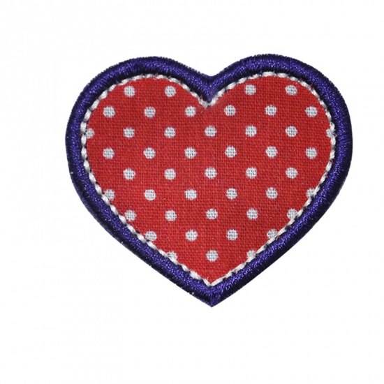 Picture of Fabric Iron On Patches Appliques (With Glue Back) Craft Red Heart Dot 4cm x 3cm, 5 PCs