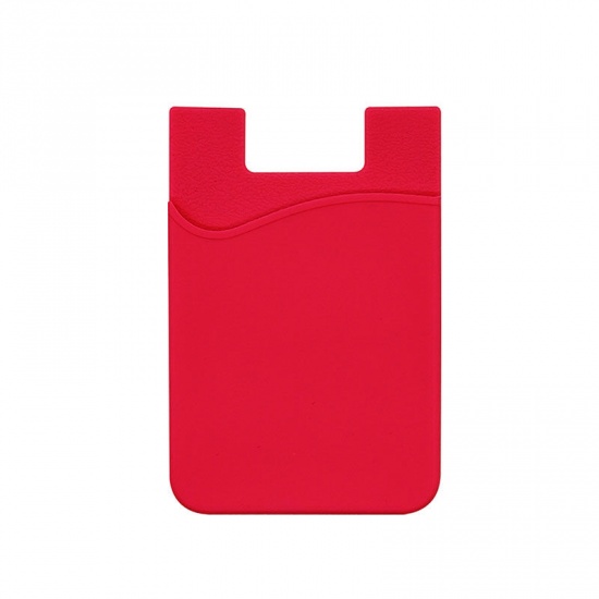Picture of Red - 2# Silicone Self-adhesive ID Card Holders For Phone Case Phone Back 8.6x5.6cm, 1 Piece