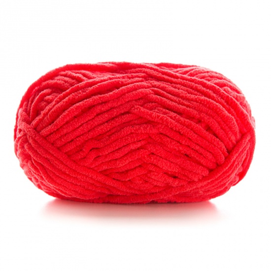 Image de Fil à Tricoter Super Doux en Polyester Rouge 3.5mm, 1 Rouleau （Env. 60 M/Rouleau)