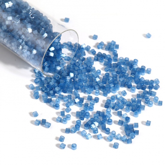 Bild von Glas Rocailles Rocailles Perlen Rund Blau ca. 2mm D., Loch:ca. 0.7mm, 1 Flasche