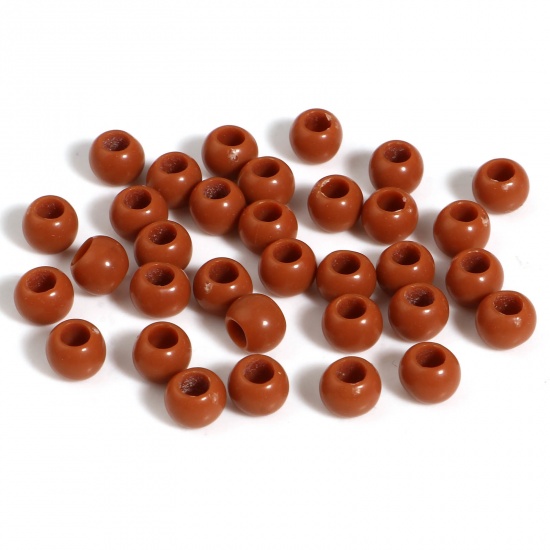 Picture of Acrylic Beads Brown Round About 6mm Dia., Hole: Approx 2.9mm, 1000 PCs