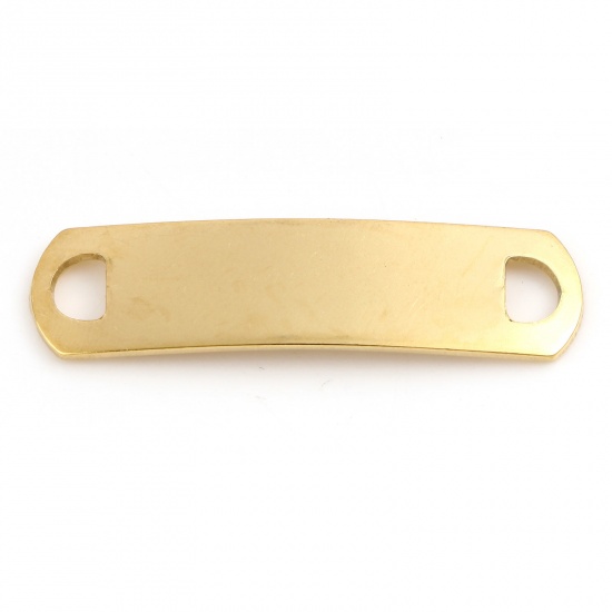 Picture of Stainless Steel Connectors Rectangle Gold Plated Blank Stamping Tags 39mm x 10mm, 2 PCs