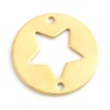 Picture of Stainless Steel Blank Stamping Tags Connectors Charms Pendants Round Pentagram Star Gold Plated One-sided Polishing 25mm Dia., 2 PCs