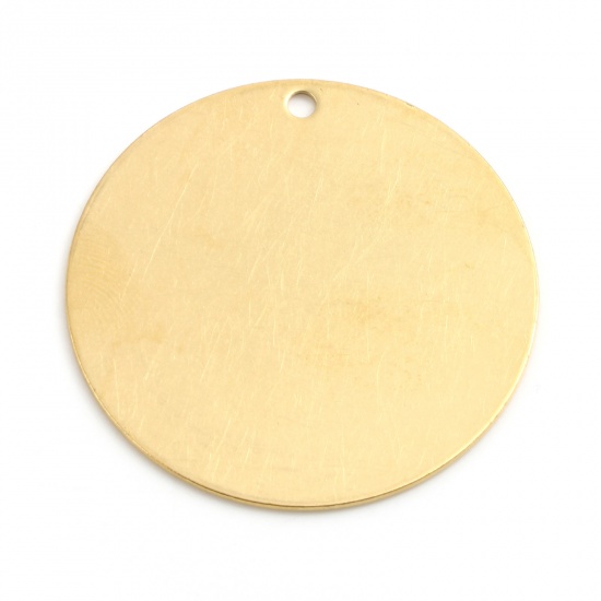 Picture of Stainless Steel Pendants Round Gold Plated Blank Stamping Tags 40mm Dia., 2 PCs