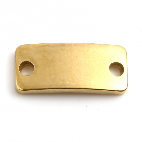 Picture of Stainless Steel Connectors Rectangle Gold Plated Blank Stamping Tags 21mm x 9mm, 2 PCs