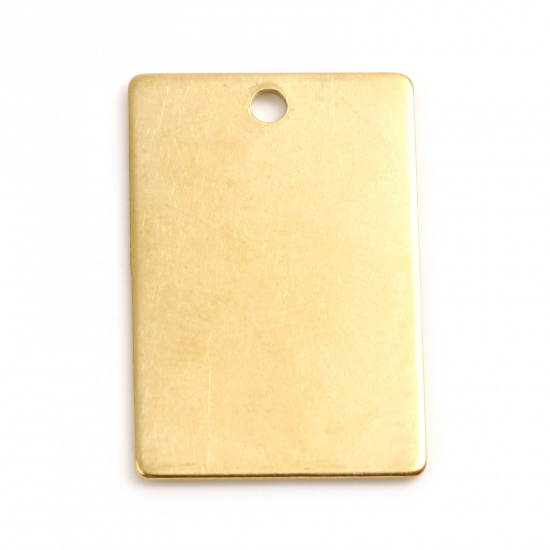 Picture of Stainless Steel Pendants Rectangle Gold Plated Blank Stamping Tags 30mm x 20mm, 2 PCs