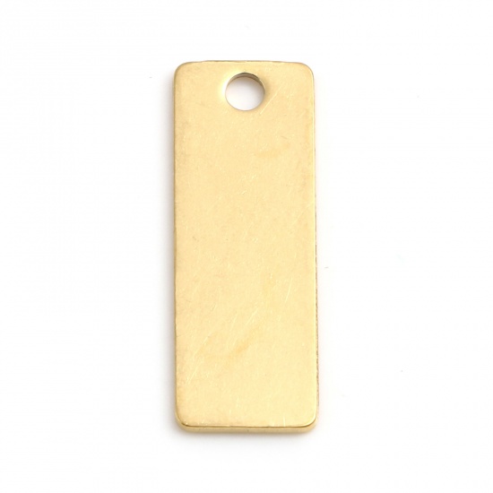 Picture of Stainless Steel Charms Rectangle Gold Plated Blank Stamping Tags 25mm x 9mm, 2 PCs