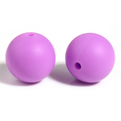 Immagine di Silicone Separatori Perline Tondo Colore Viola Circa 15mm Dia, Foro: Circa 2.5mm, 10 Pz