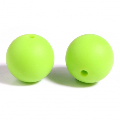 Immagine di Silicone Separatori Perline Tondo Verde Fluorescente Circa 15mm Dia, Foro: Circa 2.5mm, 10 Pz