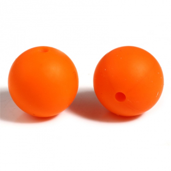 Bild von Silikon Perlen Rund Orange 15mm D., Loch: 2.5mm, 10 Stück